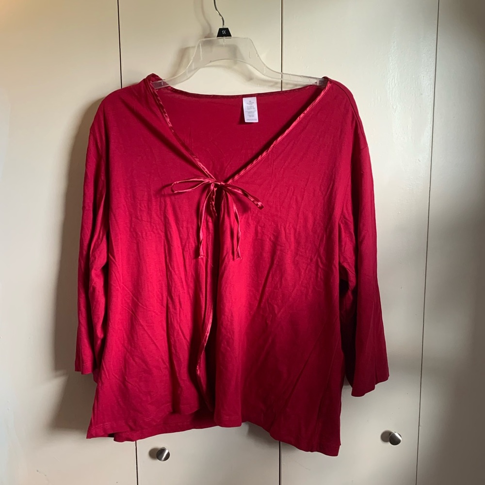 Red Pullover with Silk Tie